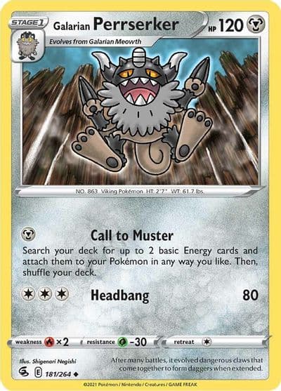 Galarian Perrserker SWSH08: Fusion Strike Pokemon card
