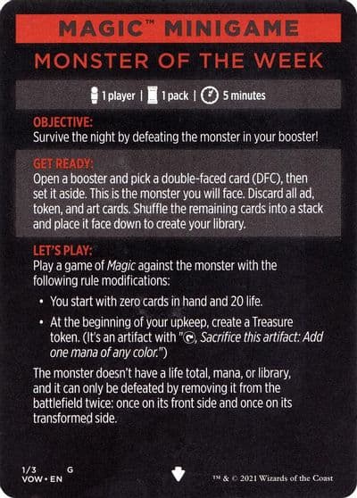 Magic Minigame Monster of The Week Innistrad: Crimson Vow Magic card