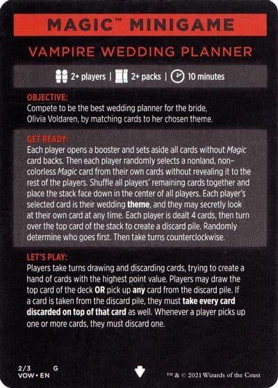 Magic Minigame Vampire Wedding Planner Innistrad: Crimson Vow Magic card