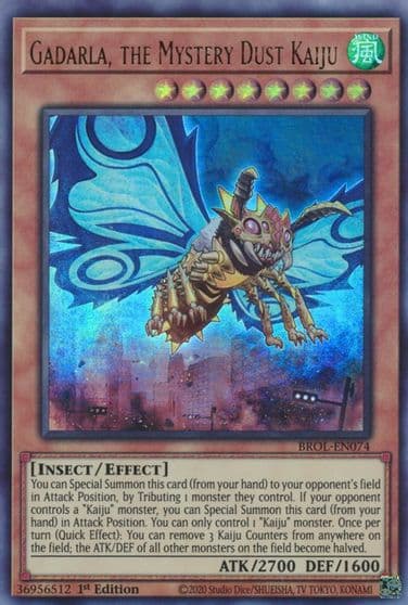 Gadarla the Mystery Dust Kaiju Brothers of Legend Yu-Gi-Oh! card