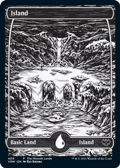 Island Moonlit Land Foil Etched WPN & Gateway Promos Magic card