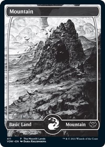 Mountain Moonlit Land Foil Etched WPN & Gateway Promos Magic card