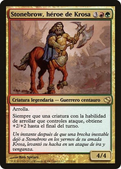 Stonebrow Krosan Hero Spanish Stonebrow heroe de Krosa Magic Encyclopedia 2011 (Salvat) Magic card