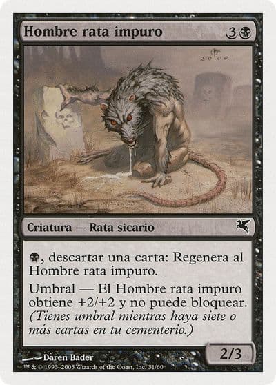 Dirty Wererat Spanish Hombre rata impuro A31 Magic Encyclopedia 2005 (Salvat/Hachette) Magic card