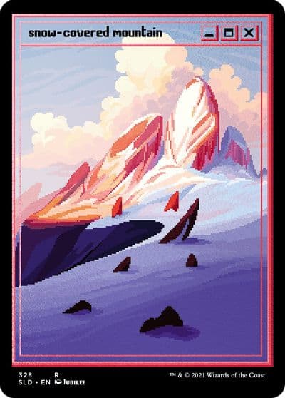 Snow Covered Mountain PixelSnowLandsjpg Foil Etched Secret Lair Drop Series Magic card