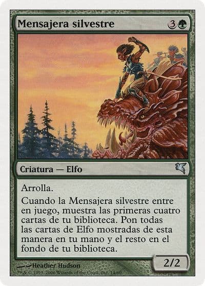 Sylvan Messenger Spanish Mensajera silvestre B14 Magic Encyclopedia 2005 (Salvat/Hachette) Magic card