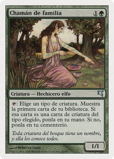 Bloodline Shaman Spanish Chaman de familia Magic Encyclopedia 2005 (Salvat/Hachette) Magic card