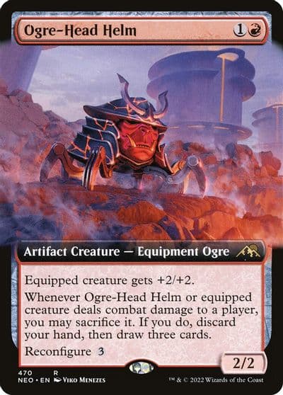 Ogre Head Helm Extended Art Kamigawa: Neon Dynasty Magic card