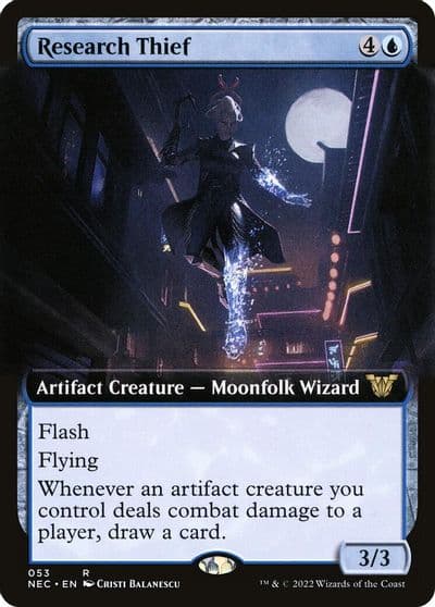 Research Thief Extended Art Commander: Kamigawa: Neon Dynasty Magic card