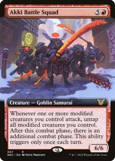 Akki Battle Squad Extended Art Commander: Kamigawa: Neon Dynasty Magic card
