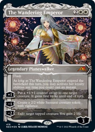 The Wandering Emperor Showcase Foil Etched Kamigawa: Neon Dynasty Magic card