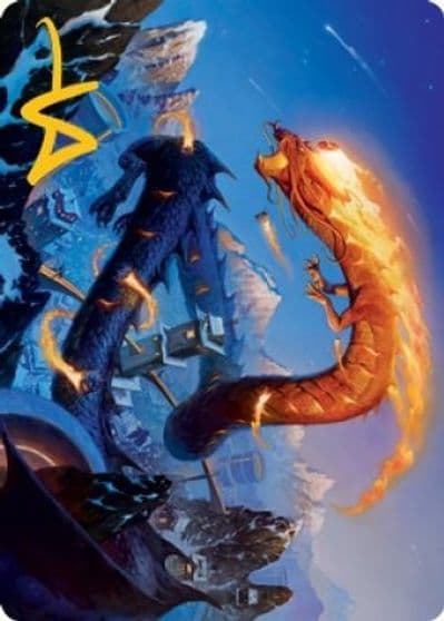 Atsushi the Blazing Sky Art Card 10 81 Gold Stamped Signature Art Series: Kamigawa: Neon Dynasty Magic card