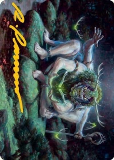 Myojin of Towering Might Art Card Gold Stamped Signature Art Series: Kamigawa: Neon Dynasty Magic card