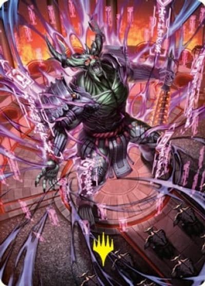 Hidetsugu Devouring Chaos Art Card Gold Stamped Signature Art Series: Kamigawa: Neon Dynasty Magic card