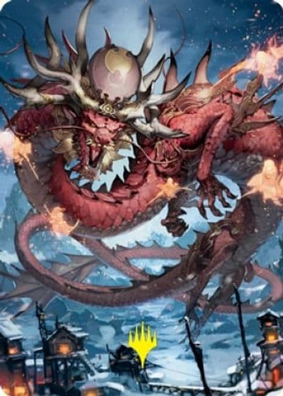 Atsushi the Blazing Sky Art Card 61 81 Gold Stamped Signature Art Series: Kamigawa: Neon Dynasty Magic card