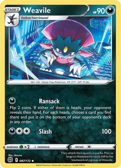 Weavile SWSH09: Brilliant Stars Pokemon card