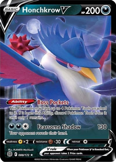Honchkrow V SWSH09: Brilliant Stars Pokemon card