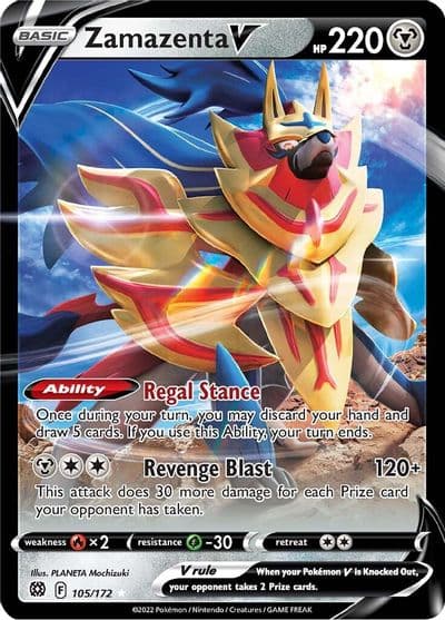 Zamazenta V SWSH09: Brilliant Stars Pokemon card