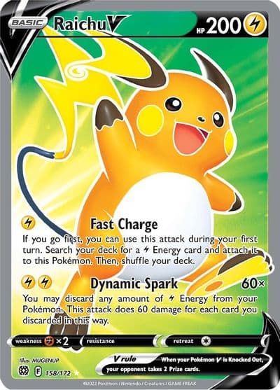 Raichu V (Full Art) SWSH09: Brilliant Stars Pokemon card