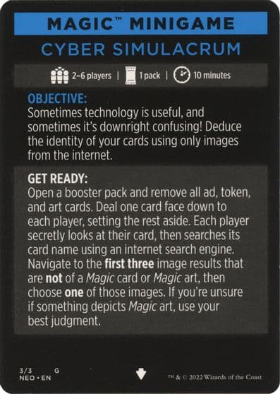 Magic Minigame Cyber Simulacrum Kamigawa: Neon Dynasty Magic card