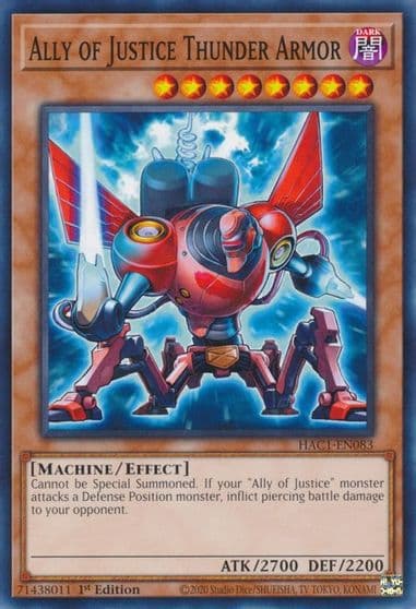 Ally of Justice Thunder Armor Hidden Arsenal: Chapter 1 Yu-Gi-Oh! card