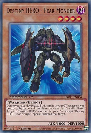 Destiny HERO Fear Monger Speed Duel GX: Duel Academy Box Yu-Gi-Oh! card