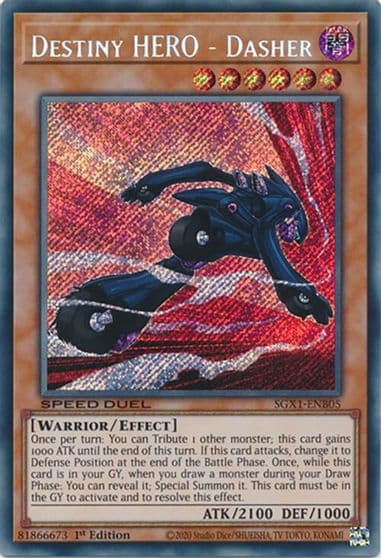 Destiny HERO Dasher Secret Rare Speed Duel GX: Duel Academy Box Yu-Gi-Oh! card