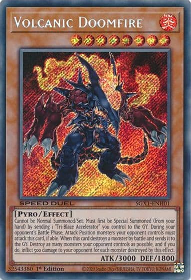 Volcanic Doomfire Secret Rare Speed Duel GX: Duel Academy Box Yu-Gi-Oh! card