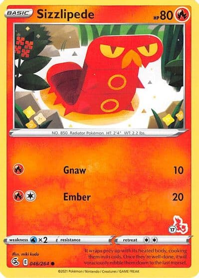 Sizzlipede (#56 Cinderace Stamped) Battle Academy 2022 Pokemon card