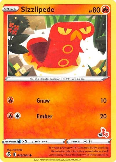 Sizzlipede (#56 Cinderace Stamped) Battle Academy 2022 Pokemon card