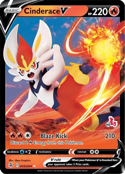 Cinderace V (#60 Cinderace Stamped) Battle Academy 2022 Pokemon card