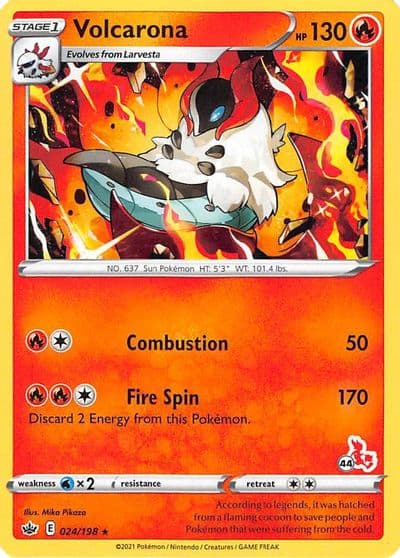 Volcarona (#44 Cinderace Stamped) Battle Academy 2022 Pokemon card