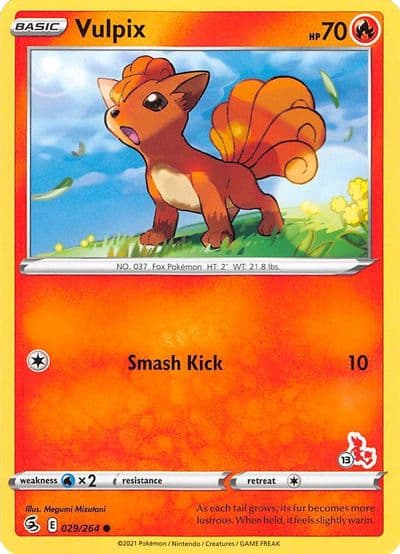 Vulpix (#13 Cinderace Stamped) Battle Academy 2022 Pokemon card