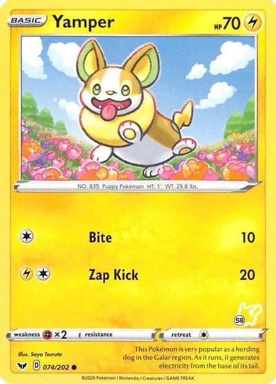 Yamper (#58 Pikachu Stamped) Battle Academy 2022 Pokemon card