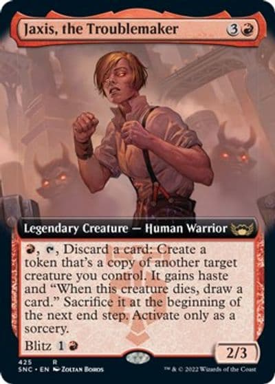 Jaxis the Troublemaker Extended Art Streets of New Capenna Magic card