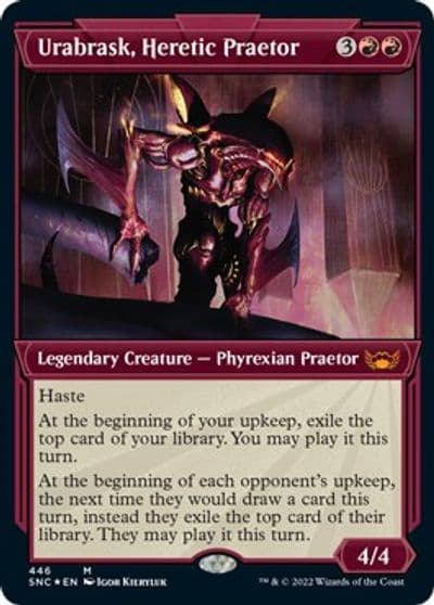 Urabrask Heretic Praetor Showcase Foil Etched Streets of New Capenna Magic card