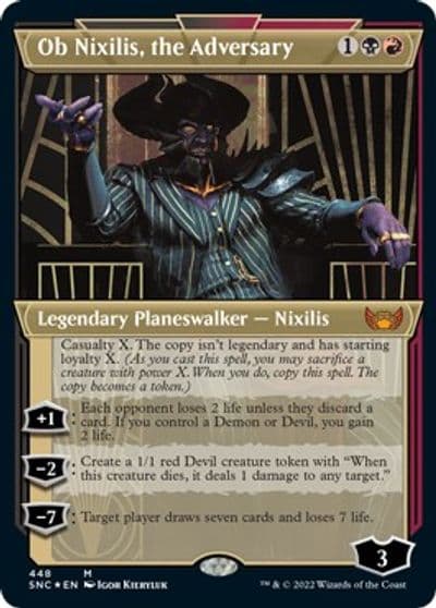 Ob Nixilis the Adversary Showcase Foil Etched Streets of New Capenna Magic card