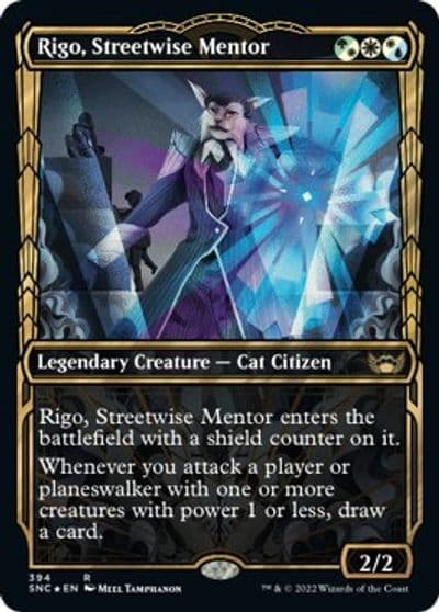 Rigo Streetwise Mentor Gilded Foil Streets of New Capenna Magic card
