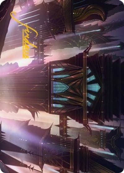 Skybridge Towers Art Card Gold Stamped Signature Art Series: Streets of New Capenna Magic card