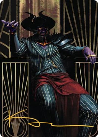 Ob Nixilis the Adversary Art Card 71 81 Gold Stamped Signature Art Series: Streets of New Capenna Magic card