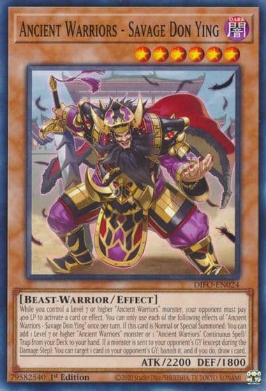 Ancient Warriors Savage Don Ying Dimension Force Yu-Gi-Oh! card