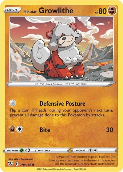 Hisuian Growlithe SWSH10: Astral Radiance Pokemon card