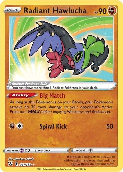 Radiant Hawlucha SWSH10: Astral Radiance Pokemon card