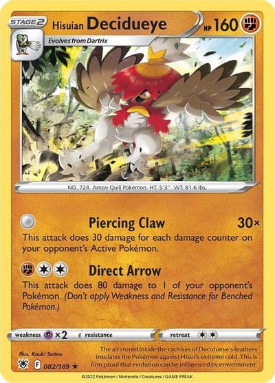 Hisuian Decidueye SWSH10: Astral Radiance Pokemon card