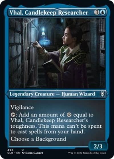Vhal Candlekeep Researcher Foil Etched Commander Legends: Battle for Baldur's Gate Magic card