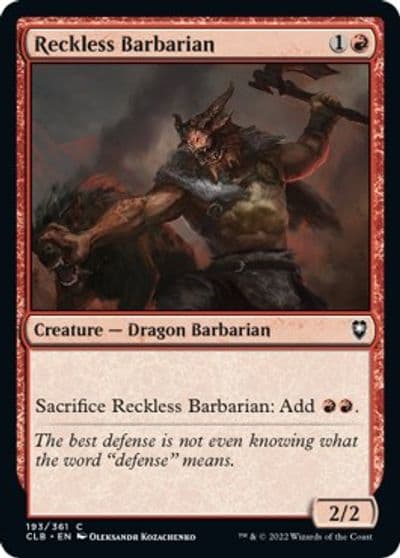 Reckless Barbarian Commander Legends: Battle for Baldur's Gate Magic card