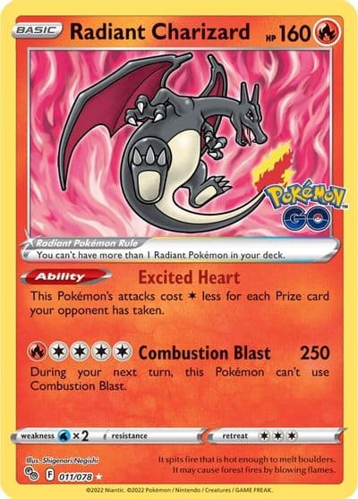 Radiant Charizard Pokemon GO Pokemon card