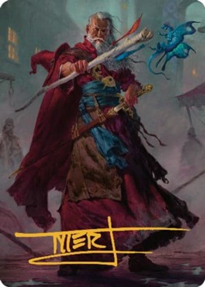 Elminster Art Card 64 81 Gold Stamped Signature Art Series: Commander Legends: Battle for Baldur's Gate Magic card