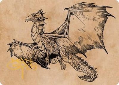 Ancient Bronze Dragon Art Card 58 81 Gold Stamped Signature Art Series: Commander Legends: Battle for Baldur's Gate Magic card