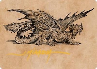 Ancient Brass Dragon Art Card 49 81 Gold Stamped Signature Art Series: Commander Legends: Battle for Baldur's Gate Magic card